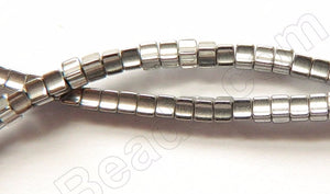 Silver Plated Hematite  -  Concaved Small Cubes  16"