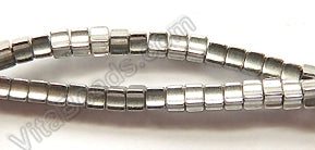 Silver Plated Hematite  -  Concaved Small Cubes  16"