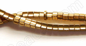 Gold Plated Hematite  -  Concaved Small Cubes  16"