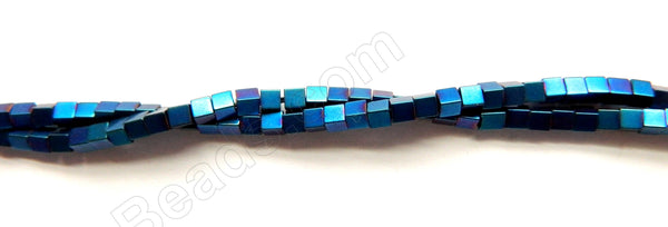 Blue Plated Hematite  -  Small Cubes  16"