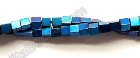 Blue Plated Hematite  -  Small Cubes  16"