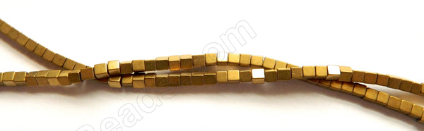 Gold Plated Hematite  -  Small Cubes  16"