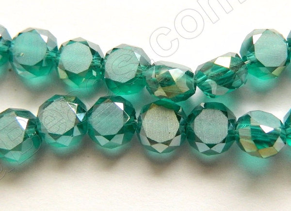 Frosted Emerald Crystal  -  Faceted Coin 10"