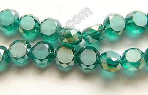 Frosted Emerald Crystal  -  Faceted Coin 10"