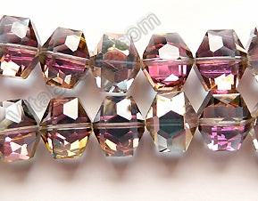Mystic Purple Silver Crystal  -  Faceted Hexagon  8"