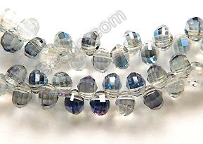 Mystic Blue Peacock w/ Clear Crystal  -  5x6mm Top Drilled Faceted Rondels 13"