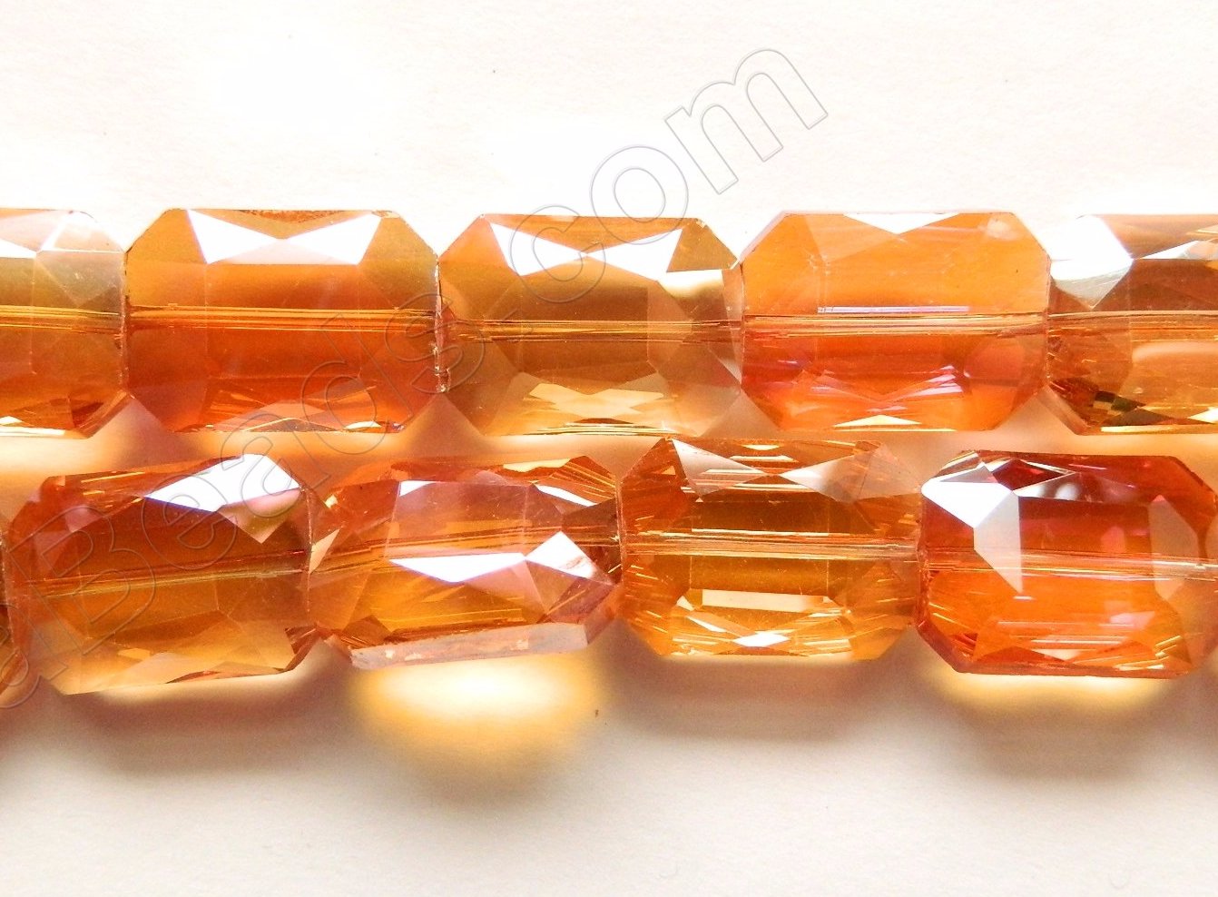 Dark Amber AB Coated Crystal  -  Faceted Rectangles  14"