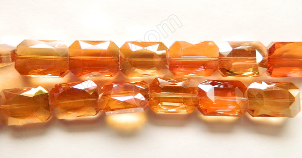 Dark Amber AB Coated Crystal  -  Faceted Rectangles  14"