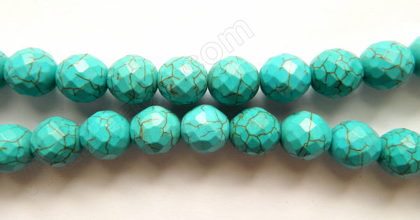 Blue Green Turquoise w/ Brown Matrix  -  Faceted Round  16"