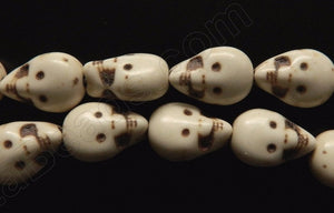 Cracked Turquoise Ivory  -  Carved 2 Side Skull  16"