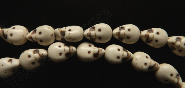 Cracked Turquoise Ivory  -  Carved 2 Side Skull  16"