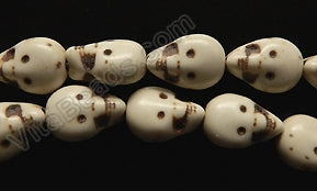 Cracked Turquoise Ivory  -  Carved 2 Side Skull  16"