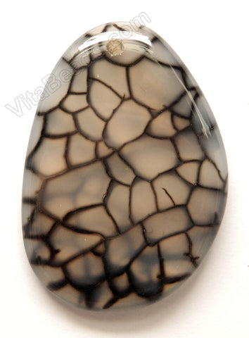 Smooth Free Form Pendant   Black Fire Agate - Light
