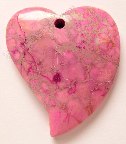 Pendant - Smooth Fancy Teardrop - Pink Fuchsia Impression Jasper