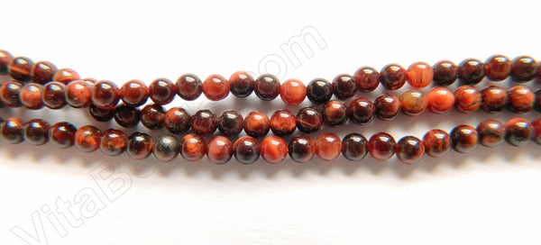 Red Tiger Eye AA   -   Small Smooth Round  16"    3mm
