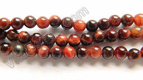 Red Tiger Eye AA   -   Small Smooth Round  16"    3mm