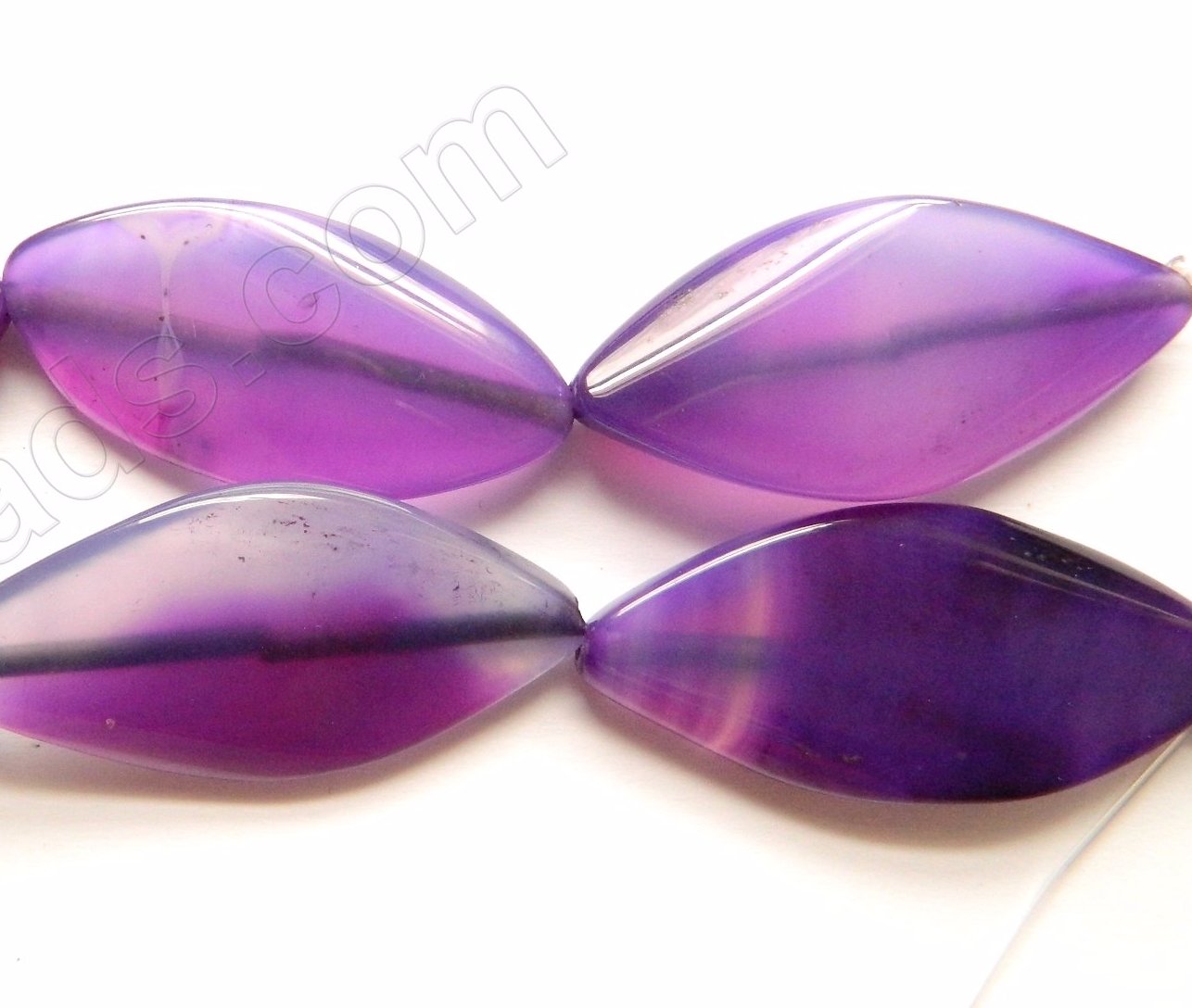 Purple Agate  -  Twist Marquise Flat Oval  14"