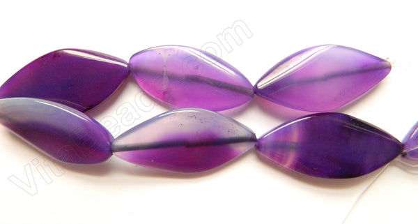Purple Agate  -  Twist Marquise Flat Oval  14"