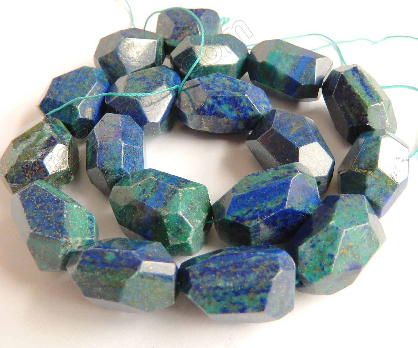 Azurite Malachite AA  -  Fine Cut Nuggets  16"     16 x 22 mm