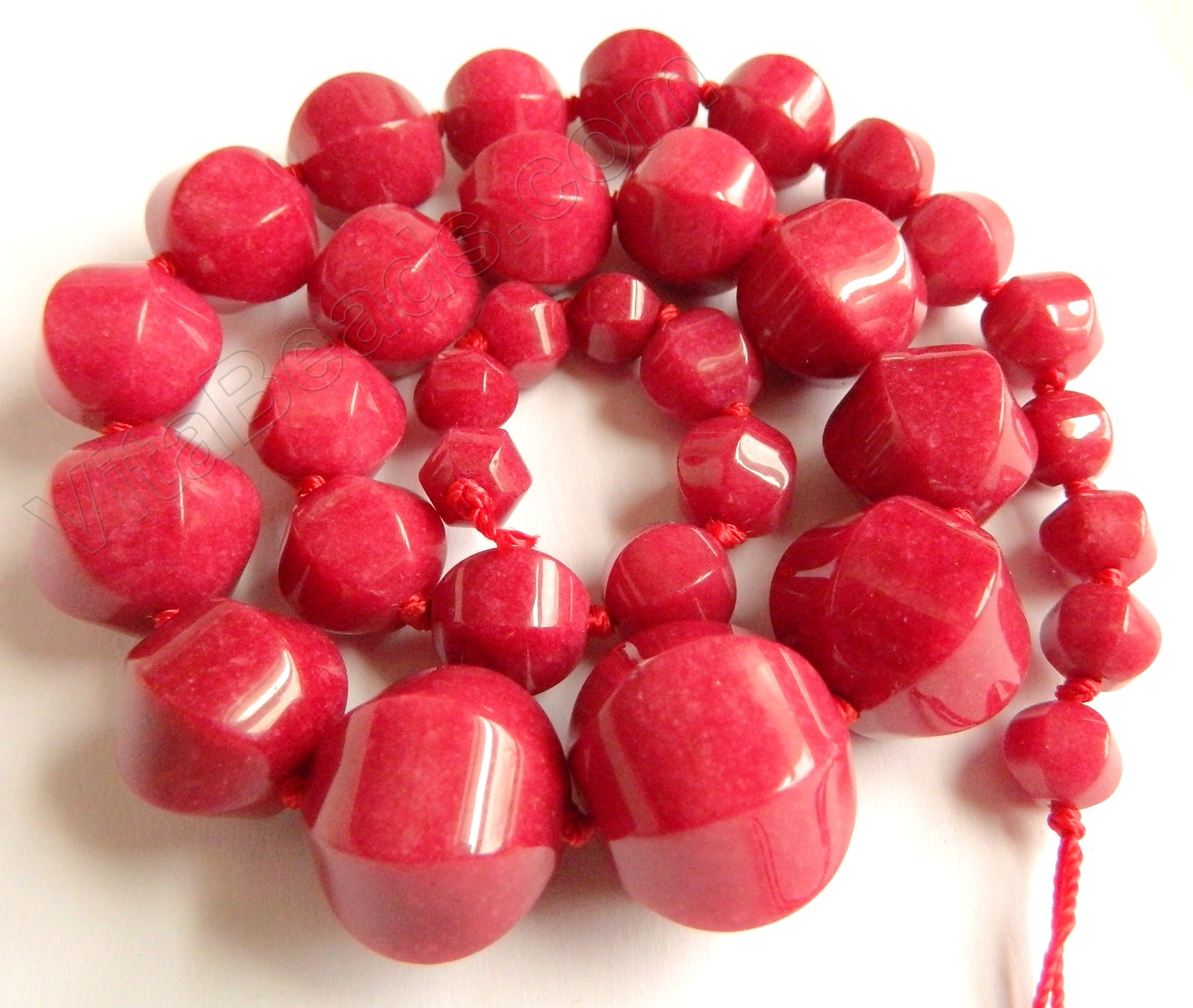 Cherry Red Jade - Graduate Lantern Strand 19"