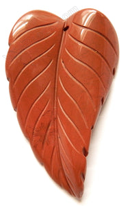Red Jasper  -  Carved Long Leaf Pendant
