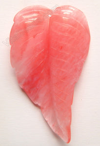 Cherry Quartz  -  Carved Long Leaf Pendant