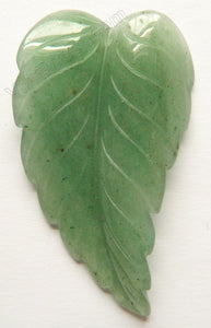 Green Aventurine Light - Carved Long Leaf Pendant