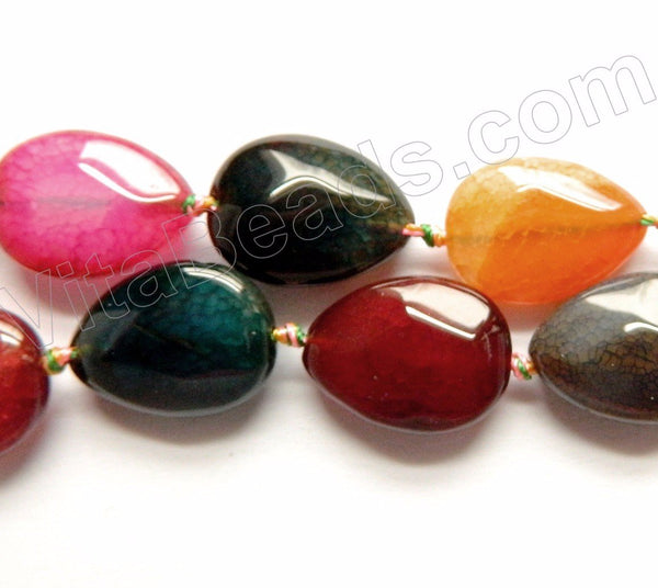 Tourmaline Fire Agate   -  Smooth Cut Puff Drops  16"