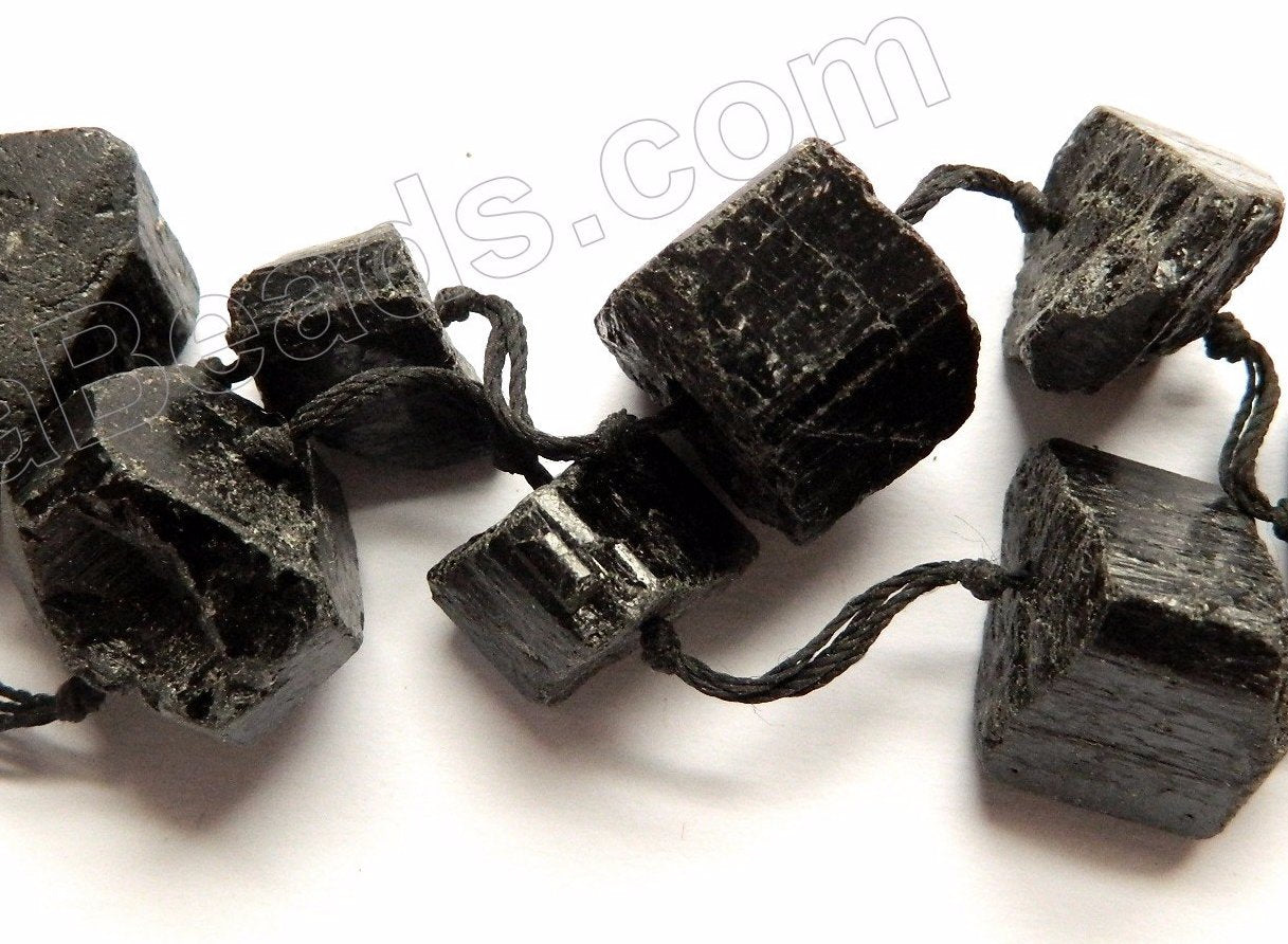 Rough Black Tourmaline A  -  Irregular Cube Nuggets  16"