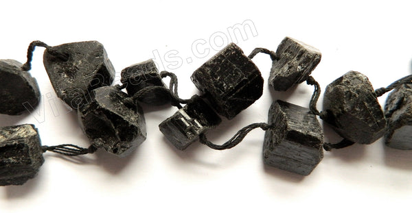Rough Black Tourmaline A  -  Irregular Cube Nuggets  16"