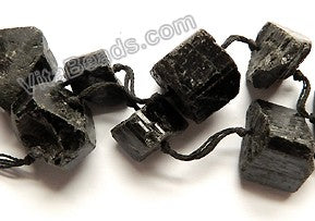 Rough Black Tourmaline A  -  Irregular Cube Nuggets  16"