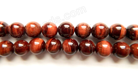 Red Tiger Eye AA  -  Smooth Round   16"