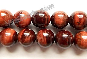 Red Tiger Eye AA  -  Smooth Round   16"