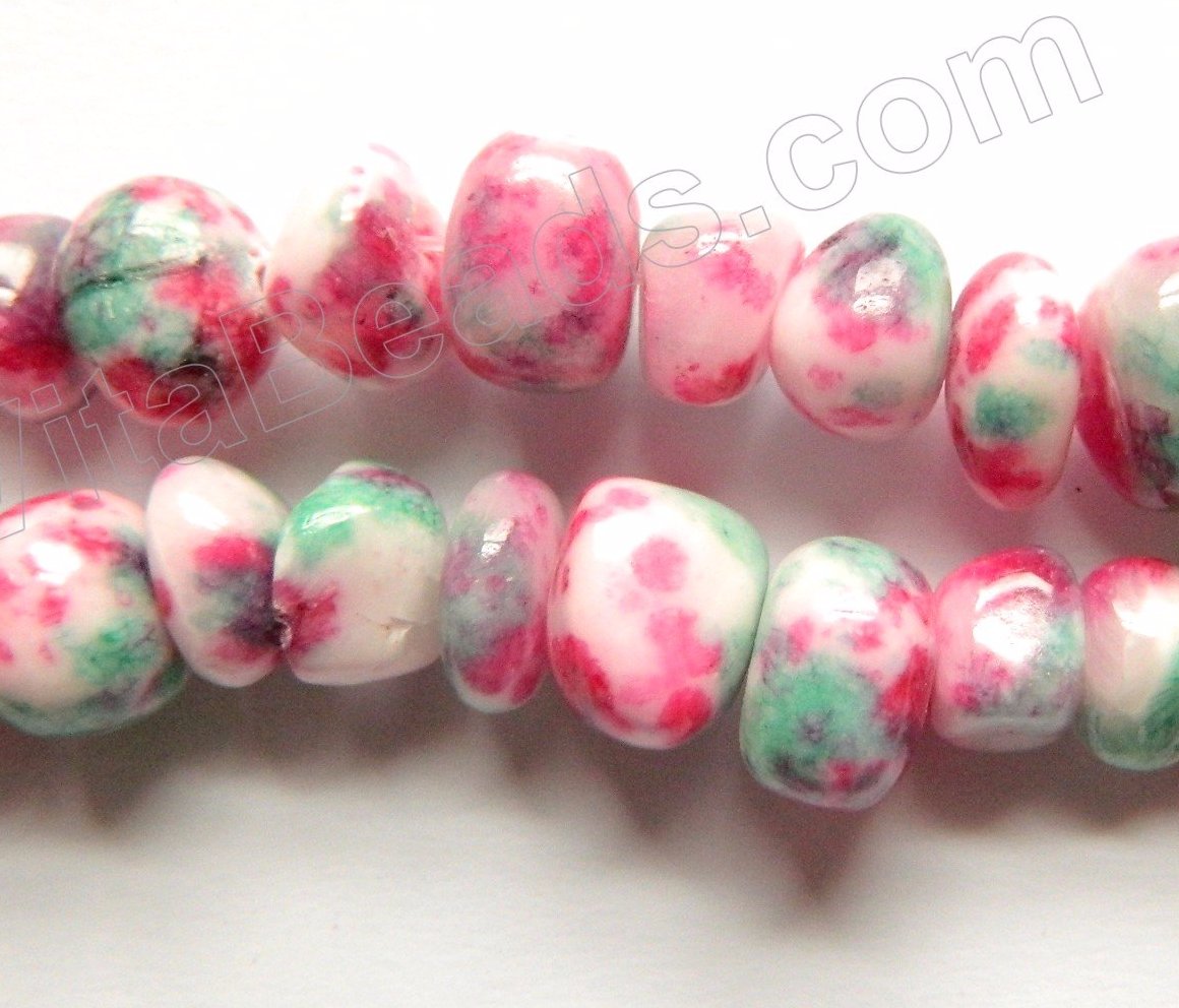 Red Green Orchid Jade -  Small Smooth Nuggets  16"