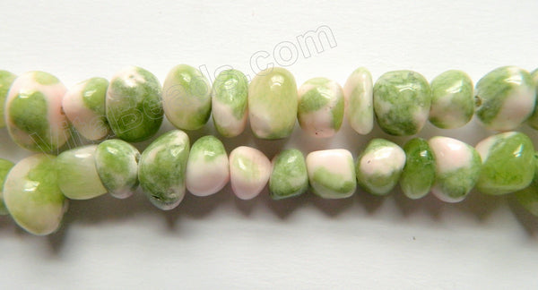 Green Pink Orchid Jade -  Small Smooth Nuggets  16"