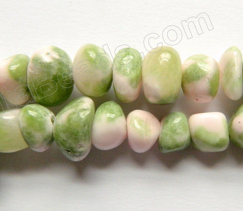 Green Pink Orchid Jade -  Small Smooth Nuggets  16"