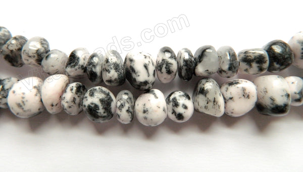 Black White Dalmatian Jade -  Small Smooth Nuggets  16"