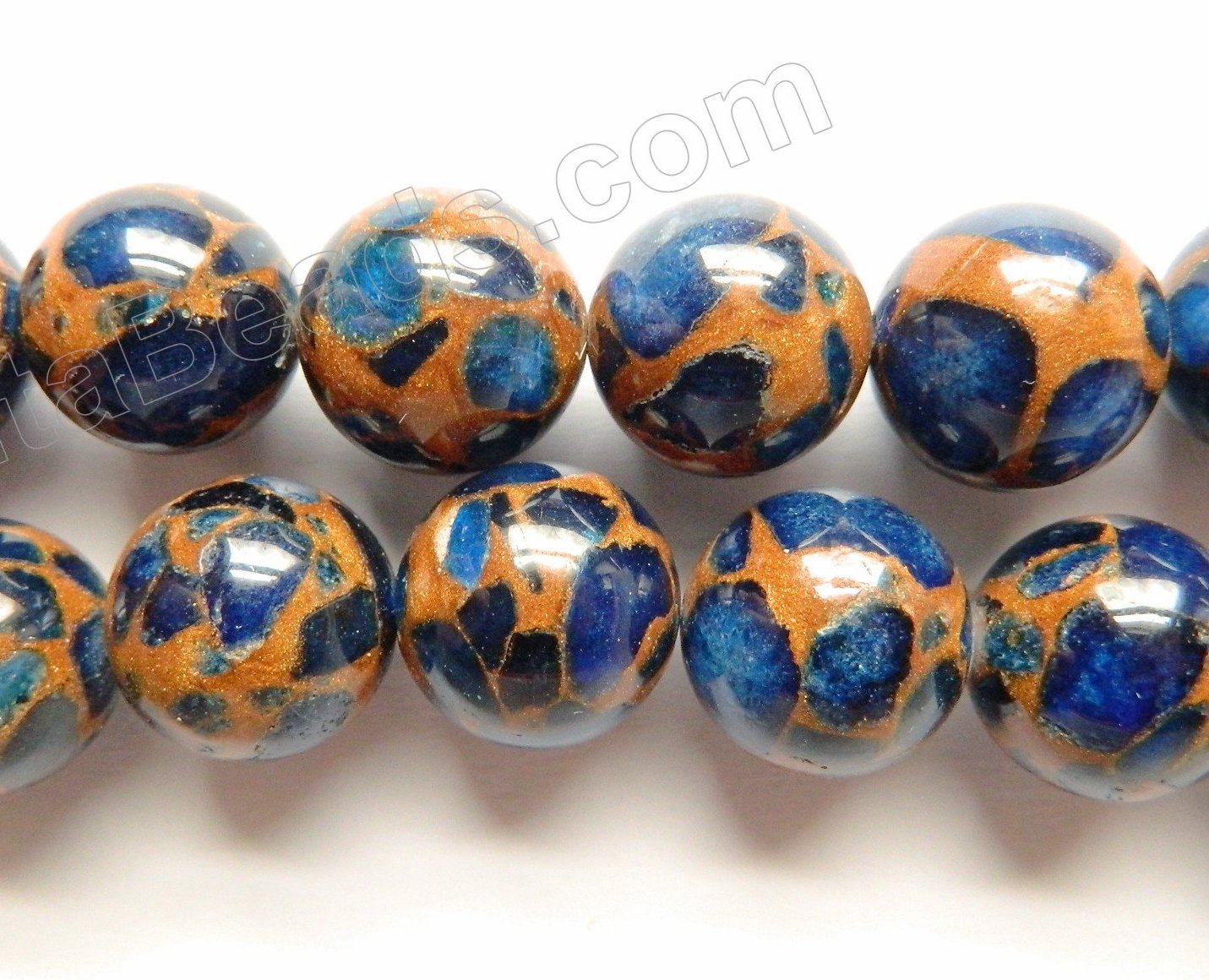 Blue Prase Pyrite AA  -  Big Smooth Round Beads 16"