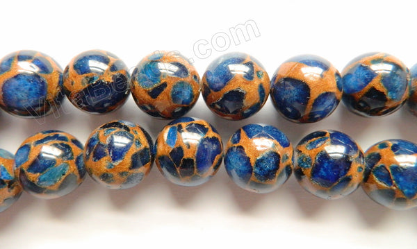 Blue Prase Pyrite AA  -  Big Smooth Round Beads 16"