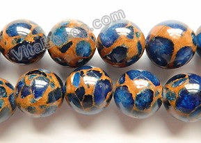 Blue Prase Pyrite AA  -  Big Smooth Round Beads 16"