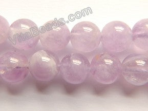 Amethyst Quartz Light Natural A  -  Smooth Round Beads  16"