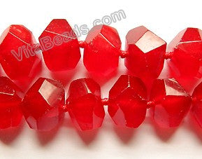 Bright Red Jade  -  Machine Cut Center Drilled Nuggets 16"    13 x 16 x 12 mm