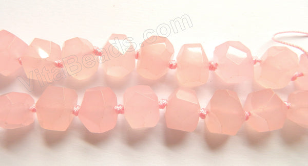 Light Rose Pink Jade w/ Spot  -  Machine Cut Center Drilled Nuggets 16"