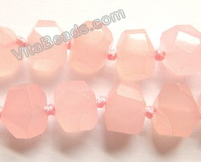 Light Rose Pink Jade w/ Spot  -  Machine Cut Center Drilled Nuggets 16"