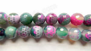 Fuchsia Green Mixed Fire Agate  -  Faceted Round 14"