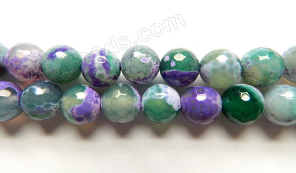 Purple Green Mixed Fire Agate  -  Faceted Round 16"