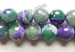 Purple Green Mixed Fire Agate  -  Faceted Round 14"