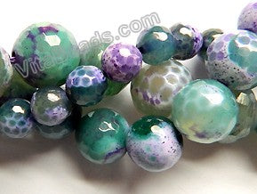 Purple Green Mixed Fire Agate  -  Faceted Round 16"