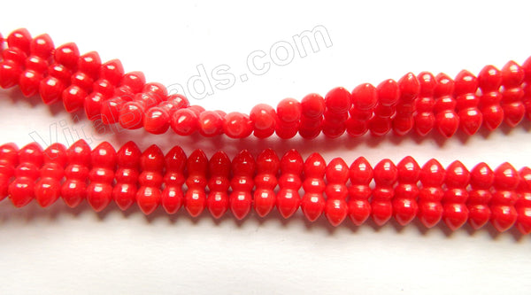 Red Bamboo Coral  -  Double Drilled Fence Beads 16"