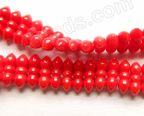 Red Bamboo Coral  -  Double Drilled Fence Beads 16"